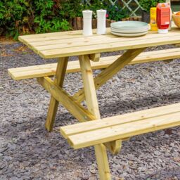 Rowlinsons 6 Feet Traditional Outdoor 8 Seater Picnic Table, L120 x W180 x H71 cm in Brown - thumbnail 4