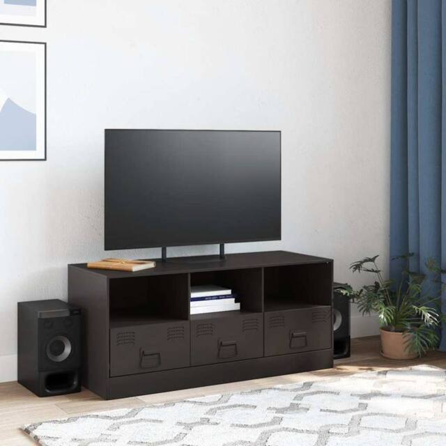 Berkfield Home TV Cabinet Black 99x39x44 cm Steel - Size: 99 x 39 x 44 cm - image 1