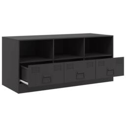 Berkfield Home TV Cabinet Black 99x39x44 cm Steel - Size: 99 x 39 x 44 cm - thumbnail 7