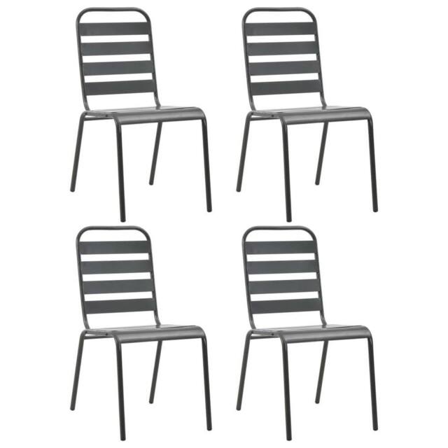 Berkfield Home Outdoor Chairs 4 pcs Slatted Design Steel Dark Grey - image 1