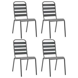 Berkfield Home Outdoor Chairs 4 pcs Slatted Design Steel Dark Grey - thumbnail 1