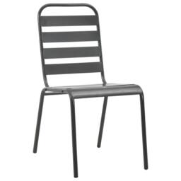 Berkfield Home Outdoor Chairs 4 pcs Slatted Design Steel Dark Grey - thumbnail 2