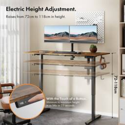 VonHaus Large Home Office Electric Standing Desk with USB-C Charging in Walnut - thumbnail 4