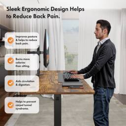 VonHaus Large Home Office Electric Standing Desk with USB-C Charging in Walnut - thumbnail 3