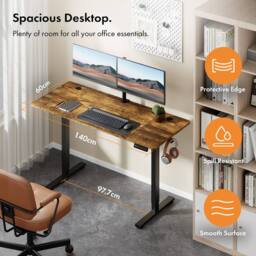 VonHaus Large Home Office Electric Standing Desk with USB-C Charging in Walnut - thumbnail 2