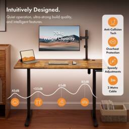 VonHaus Large Home Office Electric Standing Desk with USB-C Charging in Walnut - thumbnail 5