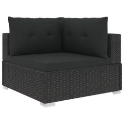 Berkfield Home Comfortable 6 Piece Garden Lounge Set with Cushions Poly Rattan Black - thumbnail 1