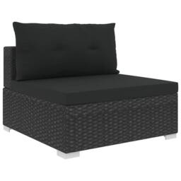 Berkfield Home Comfortable 6 Piece Garden Lounge Set with Cushions Poly Rattan Black - thumbnail 5