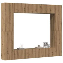 Berkfield Home Wall Mounted TV cabinets 8 pcs Artisan Oak Engineered Wood in Brown - thumbnail 2