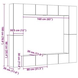 Berkfield Home Wall Mounted TV cabinets 8 pcs Artisan Oak Engineered Wood in Brown - thumbnail 9