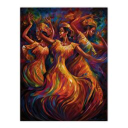 Artery8 Wall Art Print Latino Salsa Music Abstract South America Colourful Bright Bold Painting Rhythm Body Energy Theatre Arts Artwork Poster - thumbnail 1