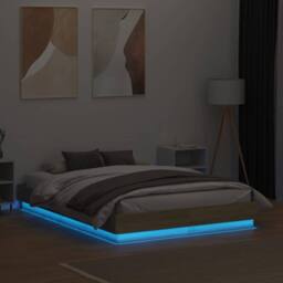 Berkfield Home Bed Frame with LED without Mattress Sonoma Oak 135x190 cm Double in Light Oak - thumbnail 4