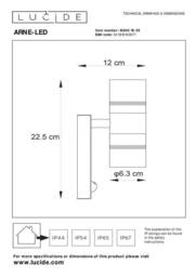 Lucide 'ARNE' Non Dimmable Adjustable Outdoor LED Up Down Wall Spotlight GU10 in Black - thumbnail 3