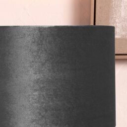 Ruma Dark Grey Velvet Drum Lampshade for Table Lamps - Size: 14 inches - thumbnail 2