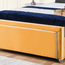 UK Bed Furniture Ariana Upholstered Bed Frame with 48-inch Headboard - Slatted Base in Mustard - Size: Single - thumbnail 3