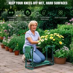 EONLION Garden Kneeler Seat Foldable Kneeling Stool with Handles in Green - Size: 0.6m2 - thumbnail 5