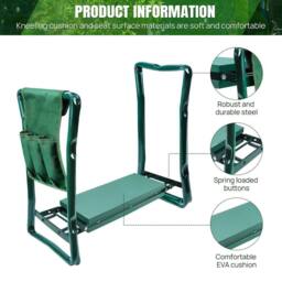 EONLION Garden Kneeler Seat Foldable Kneeling Stool with Handles in Green - Size: 0.6m2 - thumbnail 3
