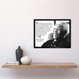 "Artery8 Wall Art Print Triumph Over Fear Courage Nelson Mandela Quote Black & White Photograph Typography Art Framed - Size: W12"" x H16""" - thumbnail 2