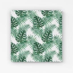 "Warren Reed - Designer Watercolour Tropical Leaves Canvas in Green - Size: W16"" x H16""" - thumbnail 1