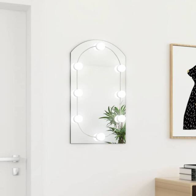 Berkfield Home Mirror with LED Lights 70x40 cm Glass Arch in Silver - image 1