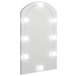 Berkfield Home Mirror with LED Lights 70x40 cm Glass Arch in Silver - thumbnail 2