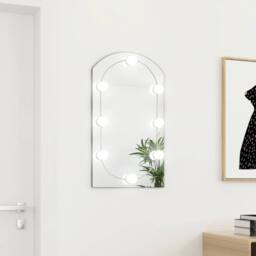 Berkfield Home Mirror with LED Lights 70x40 cm Glass Arch in Silver