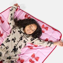 OHS Kids Cherry Bow 3kg Weighted Blanket Sensory Sleep Quilted Throw in Pink - thumbnail 5