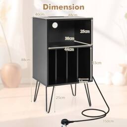 Gymax Turntable Stand 3-Tier Vinyl Record Storage Table Record Player Stand in Black - thumbnail 2