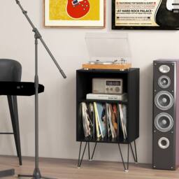 Gymax Turntable Stand 3-Tier Vinyl Record Storage Table Record Player Stand in Black - thumbnail 7