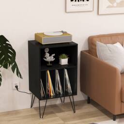 Gymax Turntable Stand 3-Tier Vinyl Record Storage Table Record Player Stand in Black - thumbnail 8