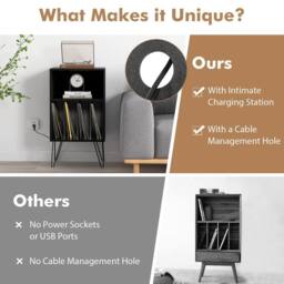 Gymax Turntable Stand 3-Tier Vinyl Record Storage Table Record Player Stand in Black - thumbnail 6