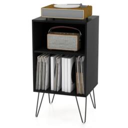 Gymax Turntable Stand 3-Tier Vinyl Record Storage Table Record Player Stand in Black - thumbnail 1