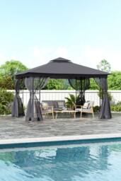 Garden Sanctuary Modern Outdoor Garden Gazebo Shade Canopy in Black - thumbnail 2