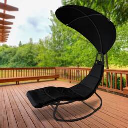 Keplin Heavy Duty Textoline Hammock Sun Lounger with Canopy, Black - Size: 1 Pack - thumbnail 2