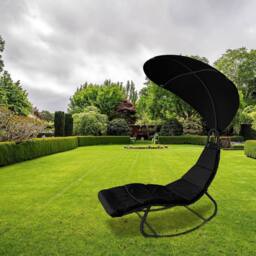 Keplin Heavy Duty Textoline Hammock Sun Lounger with Canopy, Black - Size: 1 Pack - thumbnail 4
