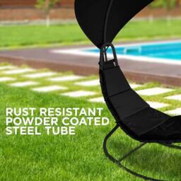 Keplin Heavy Duty Textoline Hammock Sun Lounger with Canopy, Black - Size: 1 Pack - thumbnail 3