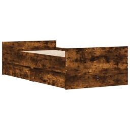 Berkfield Home Bed Frame with Drawers without Mattress Smoked Oak 100x200 cm in Brown - thumbnail 4