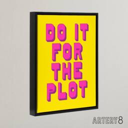 "Artery8 Do It For The Plot Retro Yellow Pink Funny Cheeky Framed Canvas Art - Size: W12"" x H16""" - thumbnail 2