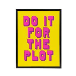 "Artery8 Do It For The Plot Retro Yellow Pink Funny Cheeky Framed Canvas Art - Size: W12"" x H16""" - thumbnail 1