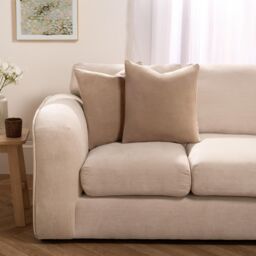 OHS 4 x Matte Velvet Cushion Covers Soft Plain Zip in Natural - Size: 45 cm x 45 cm - thumbnail 2