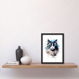 "Artery8 Wall Art Print Ragdoll Cat Lovers Gift Watercolour Pet Portrait Painting Artwork Art Framed - Size: W12"" x H16""" - thumbnail 4