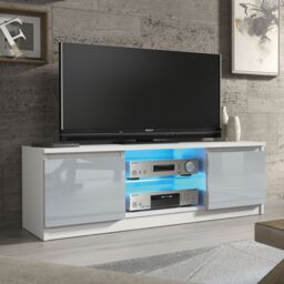 Creative Furniture Aura TV Unit 120cm - A Compact & Contemporary Cabinet with Gloss Doors & LED Lights in Grey - thumbnail 1