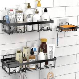 KORVIXA 3PCS Shower Caddy Set Stainless Steel in Black - thumbnail 4