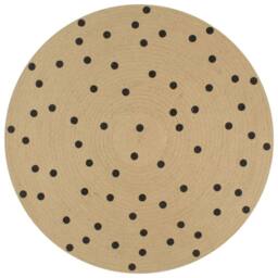 Berkfield Home Handmade Rug Jute with Print Polka Dot 120 cm in Natural - Size: Medium - thumbnail 2