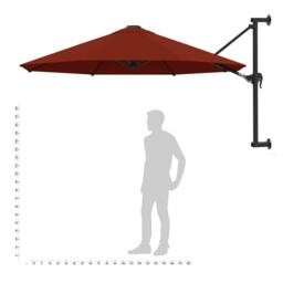 Berkfield Home Elegant Wall-Mounted Parasol with Metal Pole 300 cm Terracotta - thumbnail 9