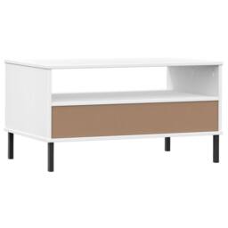Berkfield Home Beautiful Coffee Table with Metal Legs White 85x50x45cm Solid Woo - Size: 85 x 50 x 45 cm - thumbnail 7