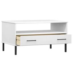 Berkfield Home Beautiful Coffee Table with Metal Legs White 85x50x45cm Solid Woo - Size: 85 x 50 x 45 cm - thumbnail 5