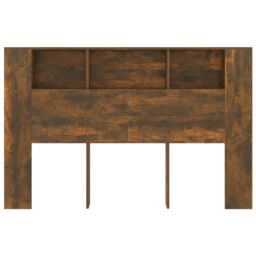 Berkfield Home Headboard Cabinet Smoked Oak 160x18.5x104.5 cm in Brown - thumbnail 4