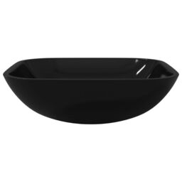 Berkfield Home Basin Glass 42x42x14 cm Black - Size: 42 x 42 x 14 cm - thumbnail 3