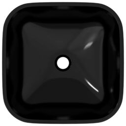 Berkfield Home Basin Glass 42x42x14 cm Black - Size: 42 x 42 x 14 cm - thumbnail 4